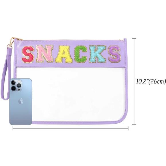 Clear Pouch With Patches Snacks Bag‎ Chenille Letter Bag Cosmetic Transparent - Picture 4 of 5